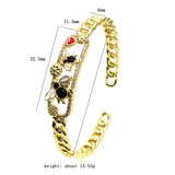 Minimalist Bees Chain Cuff Bracelet Micro Zircon Bangles