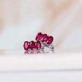 Minimalist Silver Hoop Earrings with Ruby Inlay for Women
