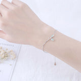 925 Sterling Silver Green Zircon Leaf Bracelet - Women's Birthday Party Jewelry