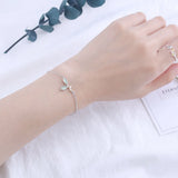 925 Sterling Silver Green Zircon Leaf Bracelet - Women's Birthday Party Jewelry