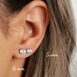 925 Silver CZ Stud Earrings Set, Small Dainty 3-7mm Earings