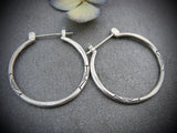 Vintage Silver Round Earrings 925 Silver Needle Hoops Imprinted Jewelry