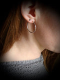 Vintage Silver Round Earrings 925 Silver Needle Hoops Imprinted Jewelry