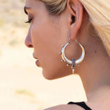 Vintage Silver Round Earrings 925 Silver Needle Hoops Imprinted Jewelry