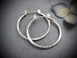 Vintage Silver Round Earrings 925 Silver Needle Hoops Imprinted Jewelry
