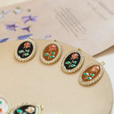 Zircon Decoration Oval Shape Drop Oil Charms DIY Jewelry Pendants