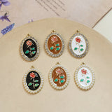 Zircon Decoration Oval Shape Drop Oil Charms DIY Jewelry Pendants
