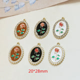 Zircon Decoration Oval Shape Drop Oil Charms DIY Jewelry Pendants