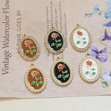 Zircon Decoration Oval Shape Drop Oil Charms DIY Jewelry Pendants