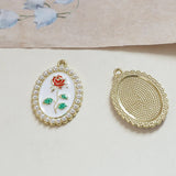 Zircon Decoration Oval Shape Drop Oil Charms DIY Jewelry Pendants