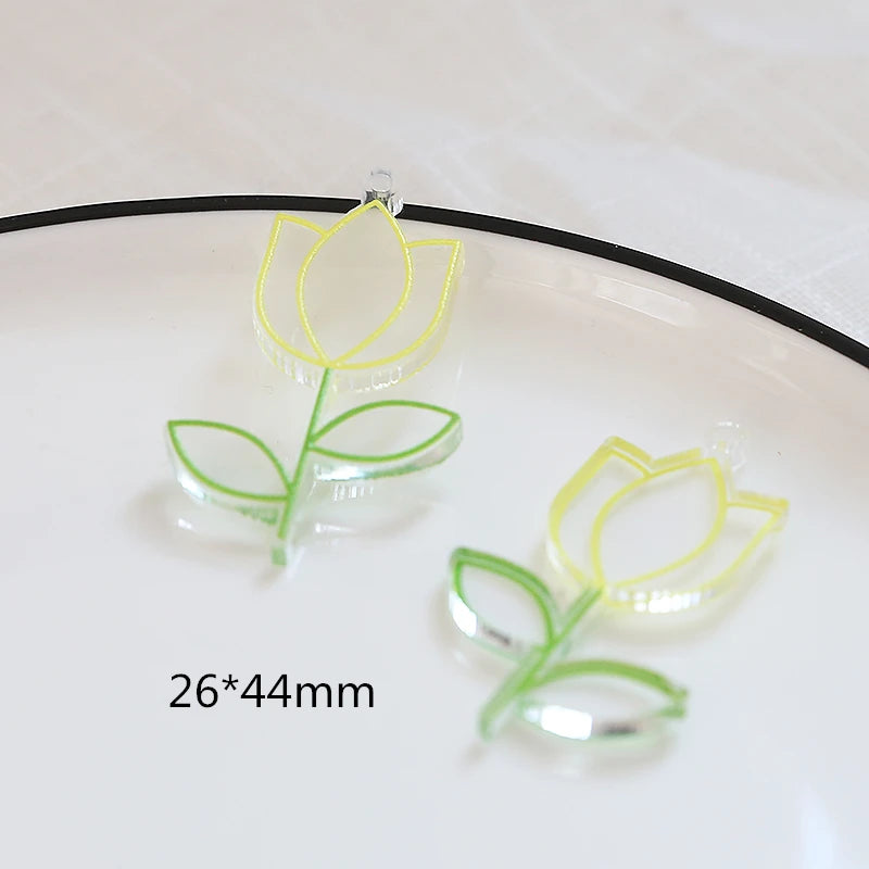 30pcs/lot Flower Acrylic/Resin Charms DIY Jewelry Earring/Hair Pendant Accessory