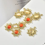 Opal Sun Shape Alloy Floating Locket Charms DIY Jewelry