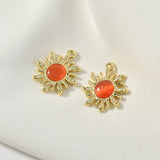 Opal Sun Shape Alloy Floating Locket Charms DIY Jewelry