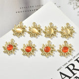 Opal Sun Shape Alloy Floating Locket Charms DIY Jewelry