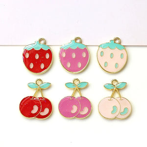 50pcs Strawberry/Cherry Alloy Charms for DIY Earrings/Necklaces
