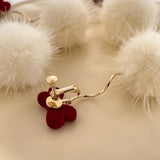 Sweet Red Bow Earrings without Ear Holes