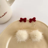 Sweet Red Bow Earrings without Ear Holes