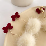 Sweet Red Bow Earrings without Ear Holes