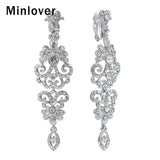 Silver Crystal Clip-On Earrings Chandelier Bridesmaid Wedding Jewelry