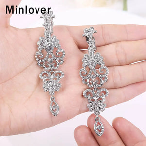 Silver Crystal Clip-On Earrings Chandelier Bridesmaid Wedding Jewelry