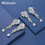 Silver Horse Eye Rhinestone Clip Earrings Teardrop Bridal Dangle Wedding Jewelry