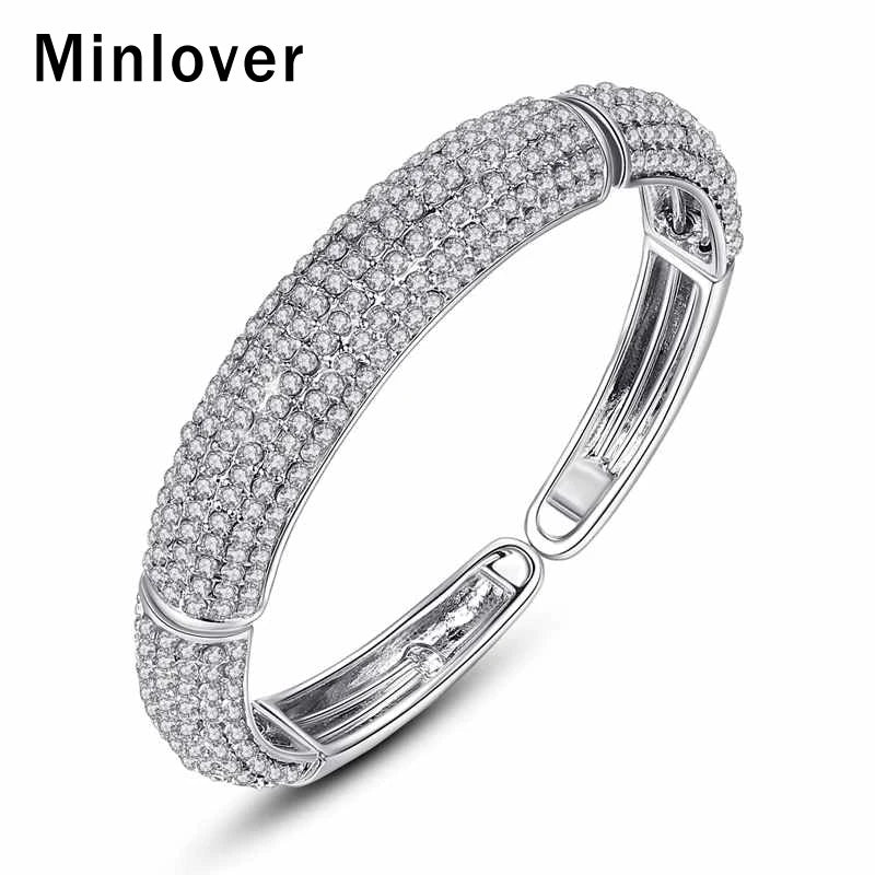 Women's Crystal Round Cuff Rhinestone Bracelet Wedding Jewelry MSL360