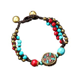Vintage Nepal Bronze Bead Bracelet Tibetan Ethnic Style Handstring