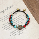 Vintage Nepal Bronze Bead Bracelet Tibetan Ethnic Style Handstring
