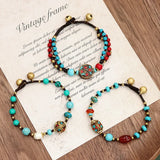 Vintage Nepal Bronze Bead Bracelet Tibetan Ethnic Style Handstring