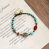Vintage Nepal Bronze Bead Bracelet Tibetan Ethnic Style Handstring