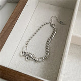 Minority S925 Sterling Silver Love Knot Bracelet Retro Hand Jewelry