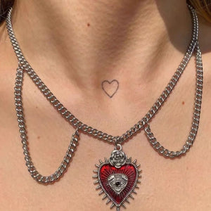 Street Y2K Cross Necklace Clavicle Chain Punk Blood Drop Love Sweet