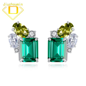 Emerald Earrings 925 Sterling Silver Green Sapphire Paraiba Tourmaline