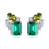 Emerald Earrings 925 Sterling Silver Green Sapphire Paraiba Tourmaline