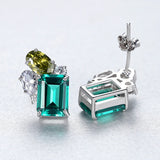 Emerald Earrings 925 Sterling Silver Green Sapphire Paraiba Tourmaline