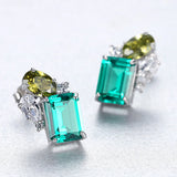 Emerald Earrings 925 Sterling Silver Green Sapphire Paraiba Tourmaline