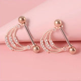 Miqiao Zircon Flower Nipple Rings Stainless Steel Jewelry
