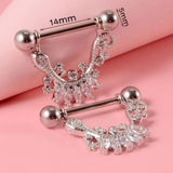 Miqiao Zircon Flower Nipple Rings Stainless Steel Jewelry