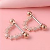 Miqiao Zircon Flower Nipple Rings Stainless Steel Jewelry