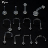 Miqiao 10pc Body Piercing Jewelry Acrylic Plastic Soft Rod Earrings