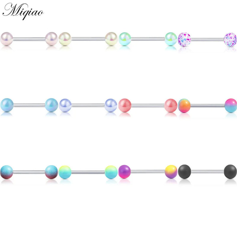 Miqiao 12pcs Multicolor Acrylic Ball Tongue Nail Set Piercing Jewelry