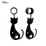 Miqiao 2 Pc Stainless Steel Cat Dangle Ear Gauges Tunnels 6-25mm