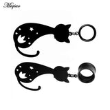 Miqiao 2 Pc Stainless Steel Cat Dangle Ear Gauges Tunnels 6-25mm