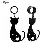 Miqiao 2 Pc Stainless Steel Cat Dangle Ear Gauges Tunnels 6-25mm
