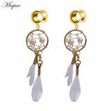 Miqiao 2pcs Hollow Starry Sky Moon Cat Unicorn Bow Pendant Ear Piercing
