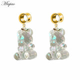 Miqiao 2pcs Hollow Starry Sky Moon Cat Unicorn Bow Pendant Ear Piercing