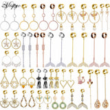 European American Asymmetric Zircon Cat Circle Pendant Ear Piercing Jewelry