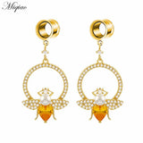European American Asymmetric Zircon Cat Circle Pendant Ear Piercing Jewelry