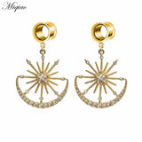 European American Asymmetric Zircon Cat Circle Pendant Ear Piercing Jewelry