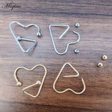 Miqiao 2pcs Heart-shaped Breast Rings Stainless Steel Body Piercing Jewelry